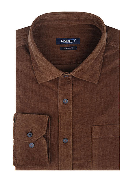 MEN'S ΠΟΥΚΑΜΙΣΟ ΚΟΤΛΕ MANETTI CASUAL  LIGHT BROWN