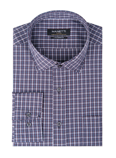 MEN'S MANETTI SHIRT CASUAL  INDIGO-BORDEAUX