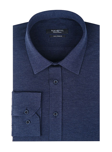 Ανδρικό Πουκάμισο jersey Manetti casual dark blue