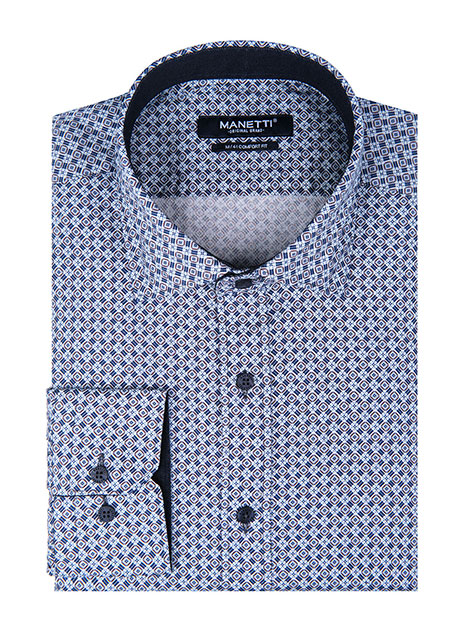 MEN'S MANETTI SHIRT CASUAL  BLUE-BORDEAUX