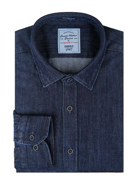 MEN'S ΠΟΥΚΑΜΙΣΟ DENIM MANETTI CASUAL  DENIM BLUE