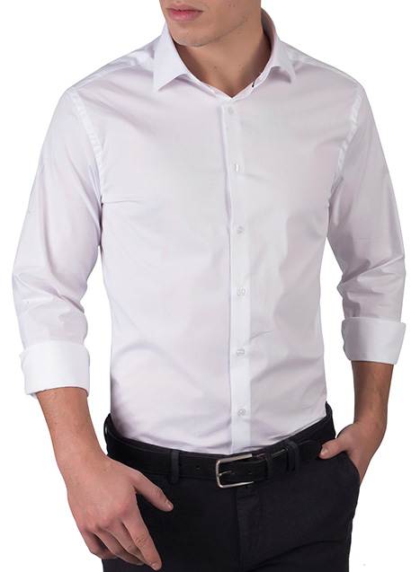 MEN'S MANETTI SHIRT FORMAL COTTON WITH ELASTAN WHITE