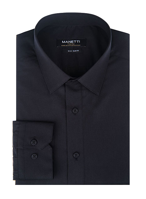 MEN'S MANETTI SHIRT FORMAL  BLACK