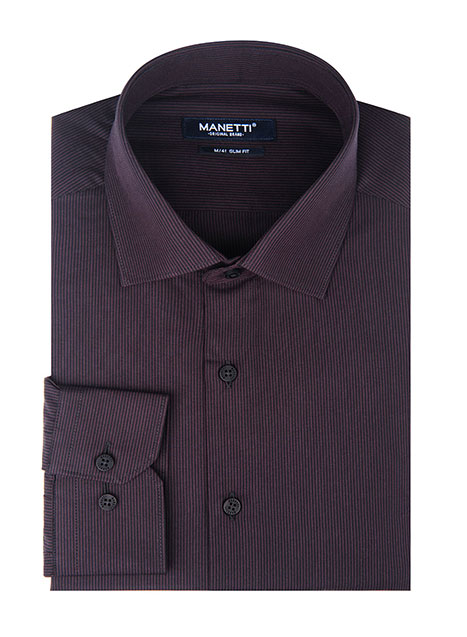 MEN'S MANETTI SHIRT FORMAL  BORDEAUX-BLACK