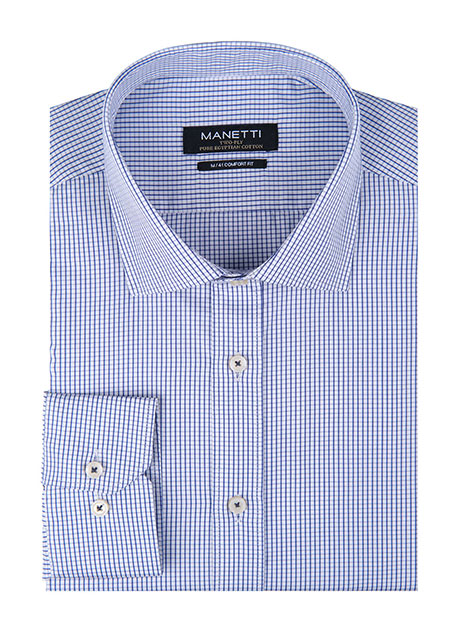 MEN'S MANETTI SHIRT FORMAL  WHITE-BLUE