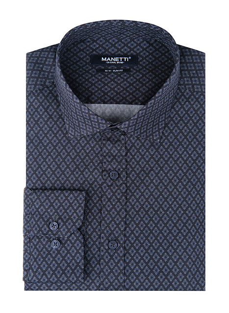 MEN'S MANETTI SHIRT FORMAL  BLUE-BLACK