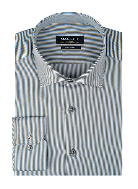 MEN'S MANETTI SHIRT FORMAL  GREEN-WHITE