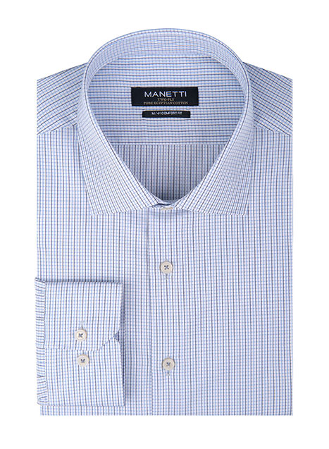 MEN'S MANETTI SHIRT FORMAL  LIGHT BLUE-OIL GREEN