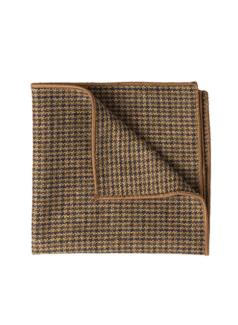 MEN'S MANETTI POCKET SQUARES FORMAL  CINNAMON-BLACK