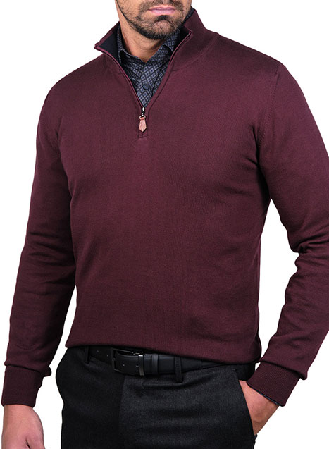 MEN'S ΠΟΥΛΟΒΕΡ HALF ZIP MANETTI CASUAL  BORDEAUX