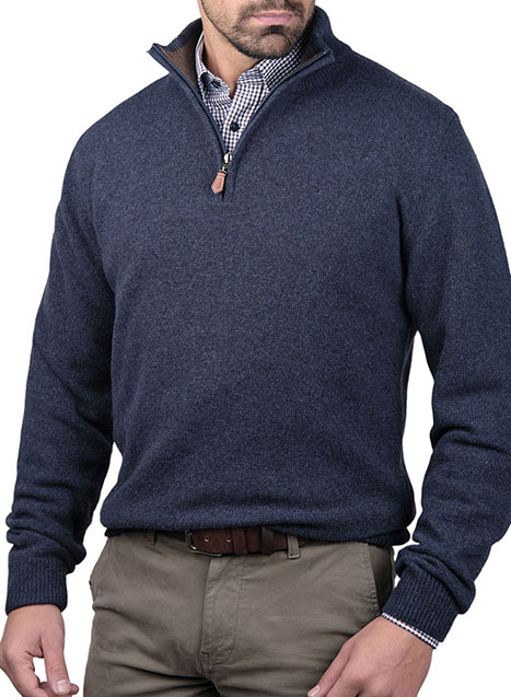 Ανδρικό Πουλόβερ half zip Manetti casual indigo