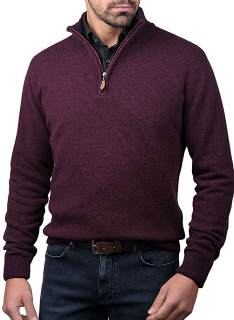 Ανδρικό Πουλόβερ half zip Manetti casual bordeaux