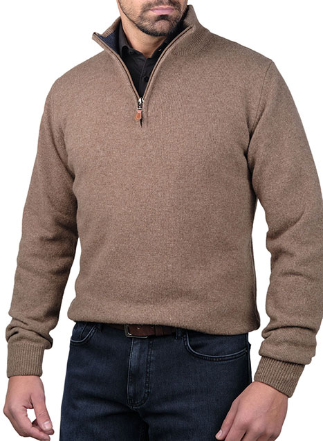 Ανδρικό Πουλόβερ half zip Manetti casual light fango