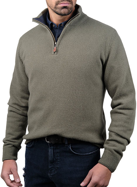 Ανδρικό Πουλόβερ half zip Manetti casual sage