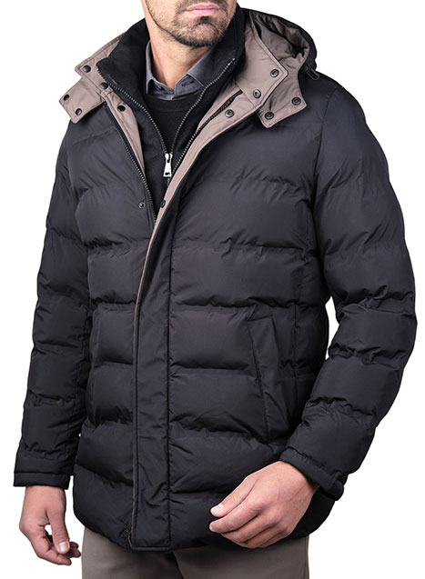 MEN'S ΜΠΟΥΦΑΝ PUFFER ΜΕ ΚΟΥΚΟΥΛΑ CASUAL  BLACK