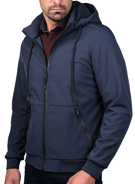 MEN'S FLEECE JACKET ΜΕ ΚΟΥΚΟΥΛΑ CASUAL  BLUE