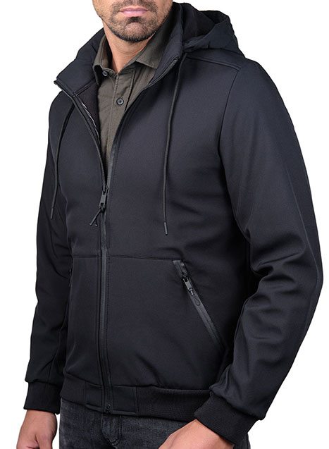 MEN'S FLEECE JACKET ΜΕ ΚΟΥΚΟΥΛΑ CASUAL  BLACK