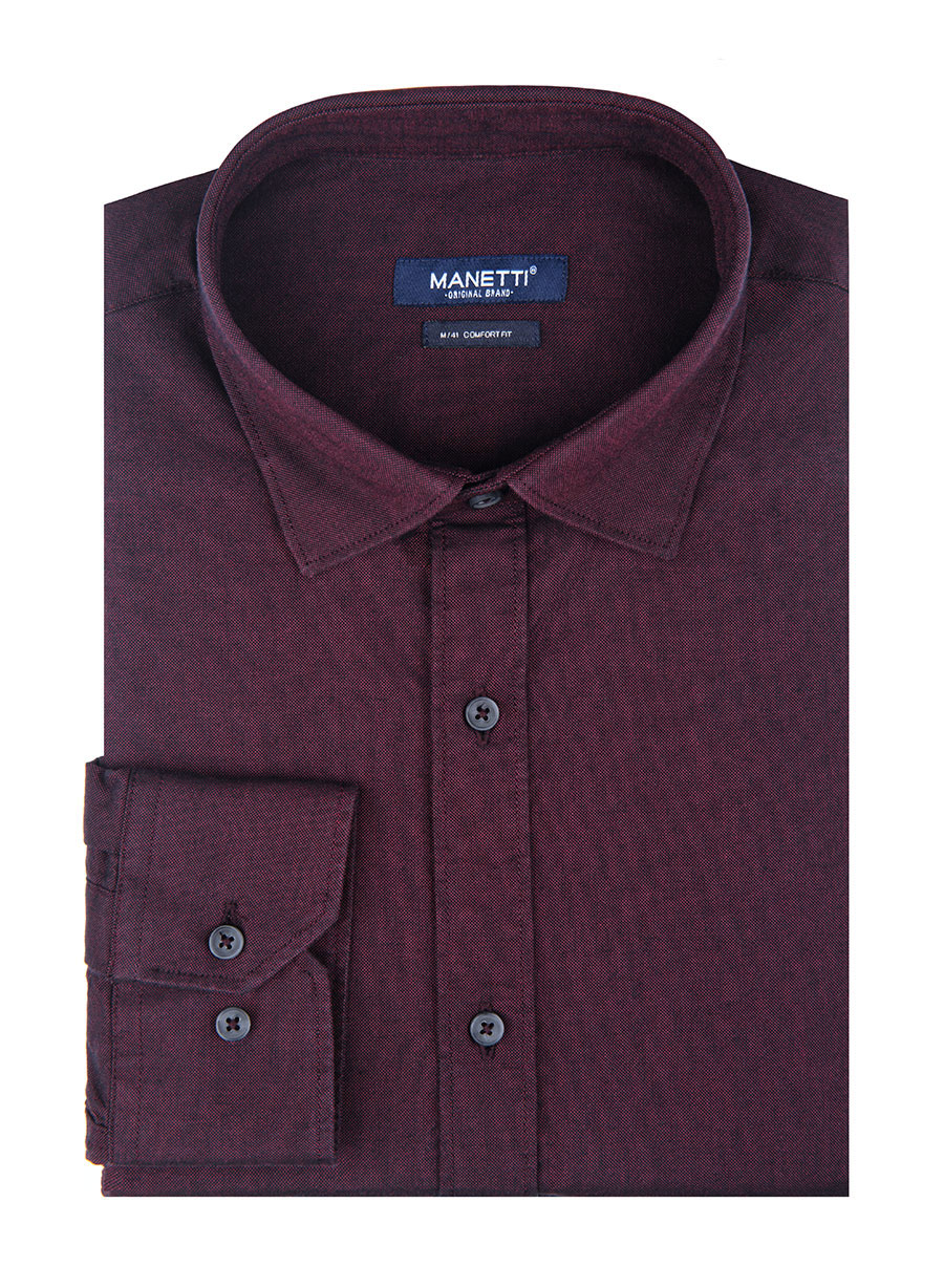 Ανδρικό Πουκάμισο oxford Manetti casual dark red