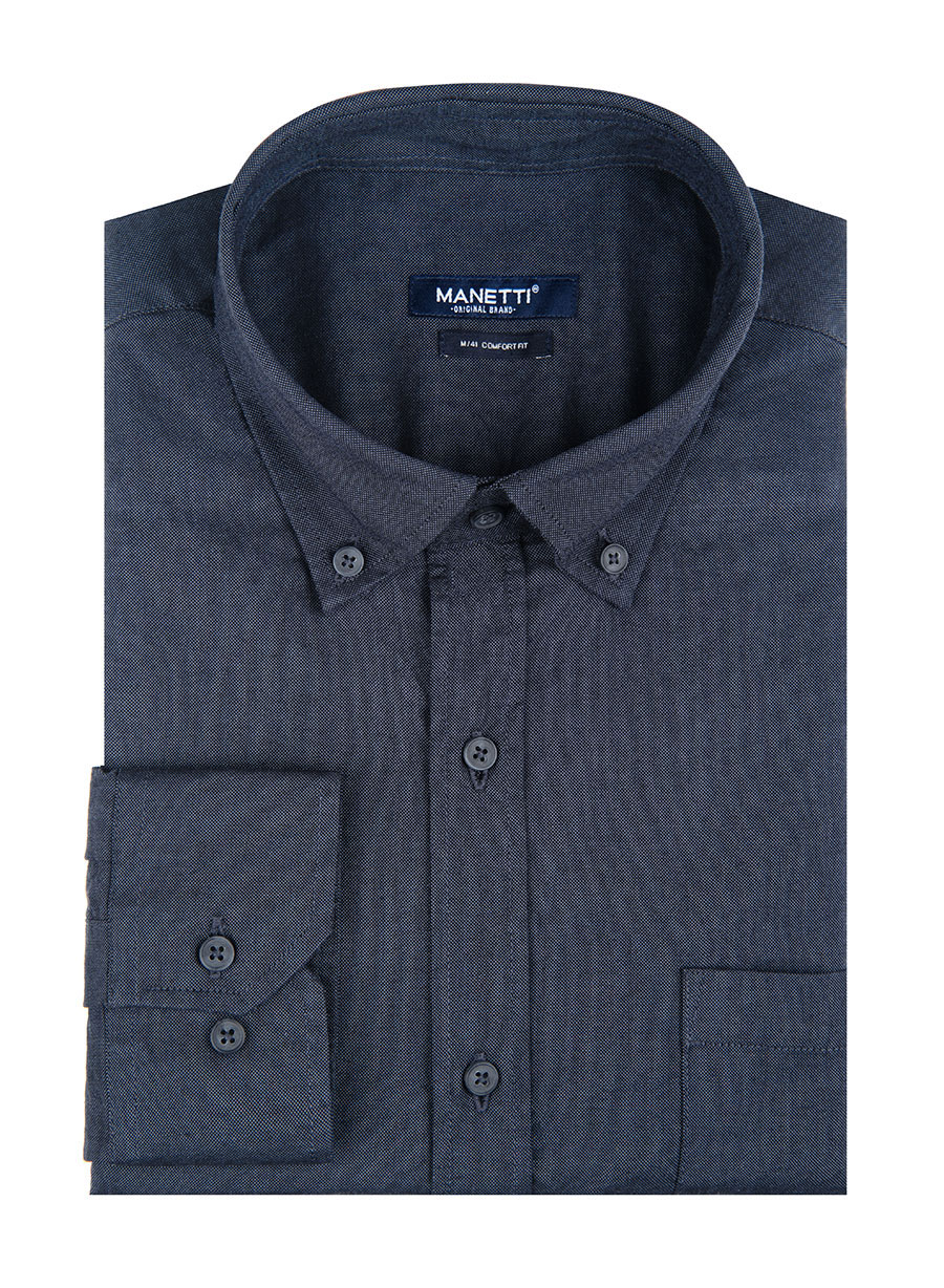 Ανδρικό Πουκάμισο oxford Manetti casual blue indigo