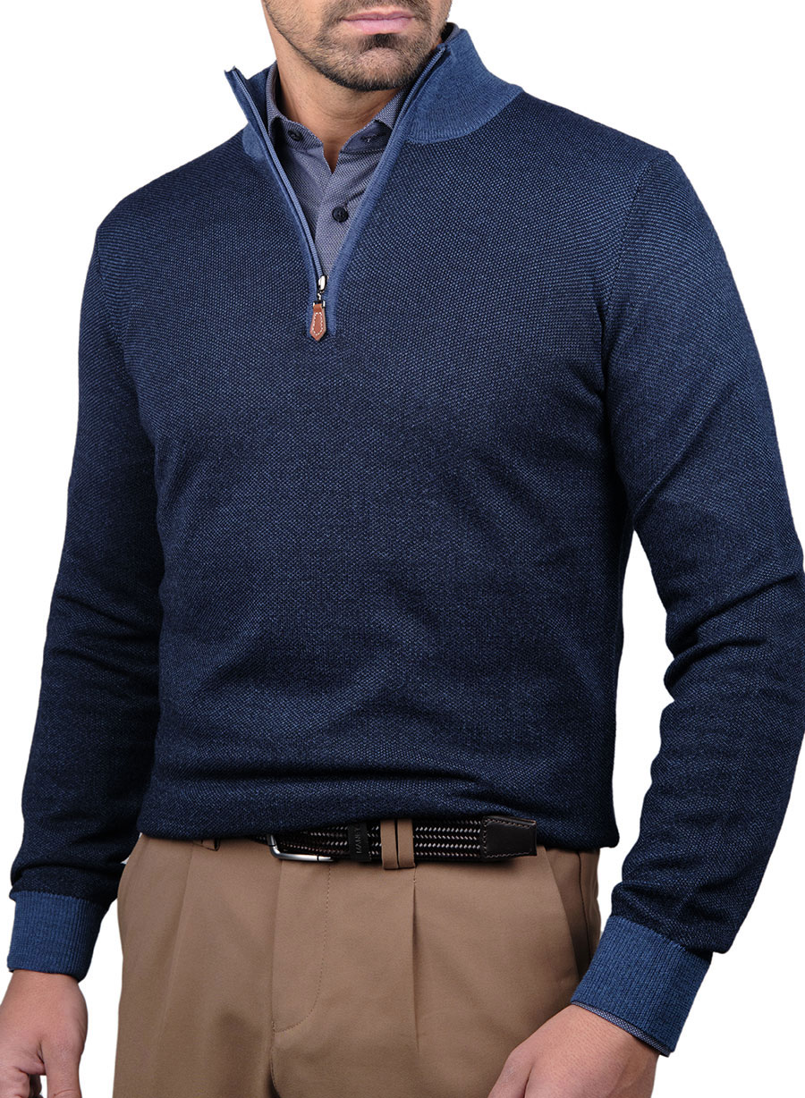 Ανδρικό Πουλόβερ half zip Manetti casual indigo