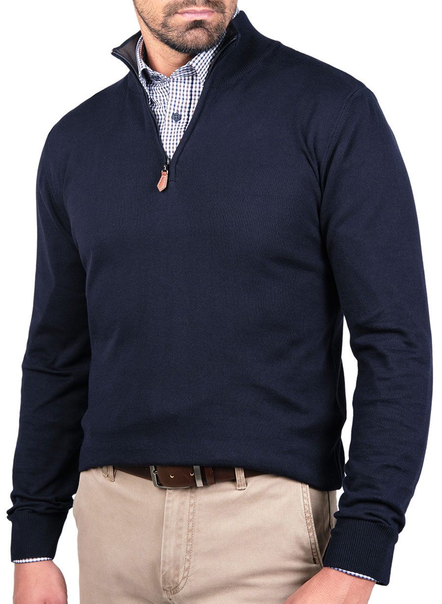 Ανδρικό Πουλόβερ half zip Manetti casual blue