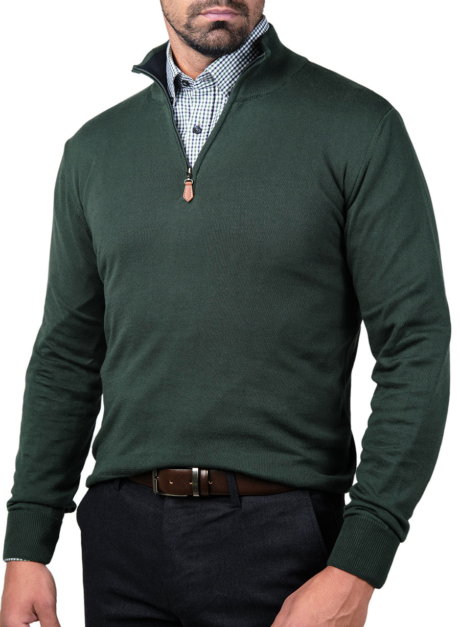 Ανδρικό Πουλόβερ half zip Manetti casual green