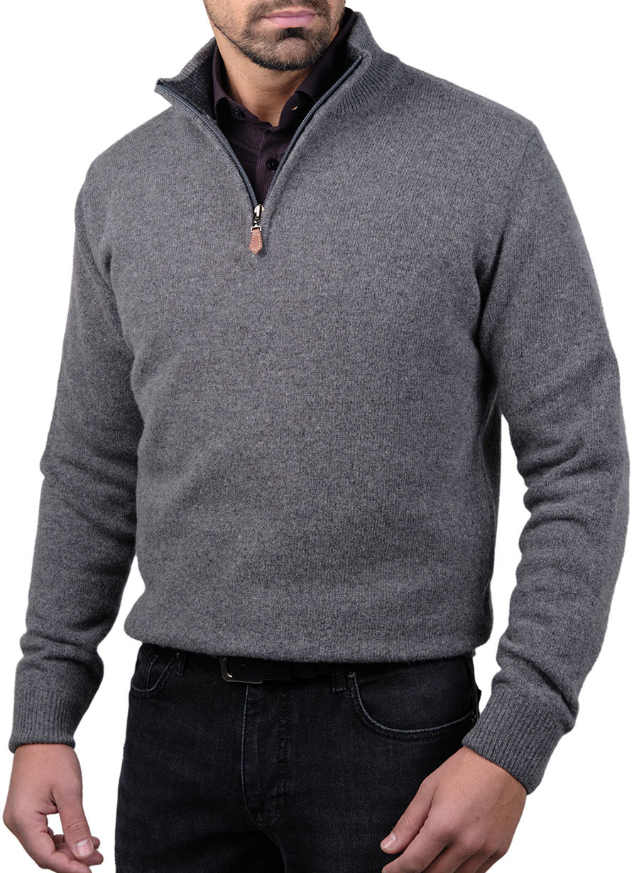 Ανδρικό Πουλόβερ half zip Manetti casual dark grey melanze