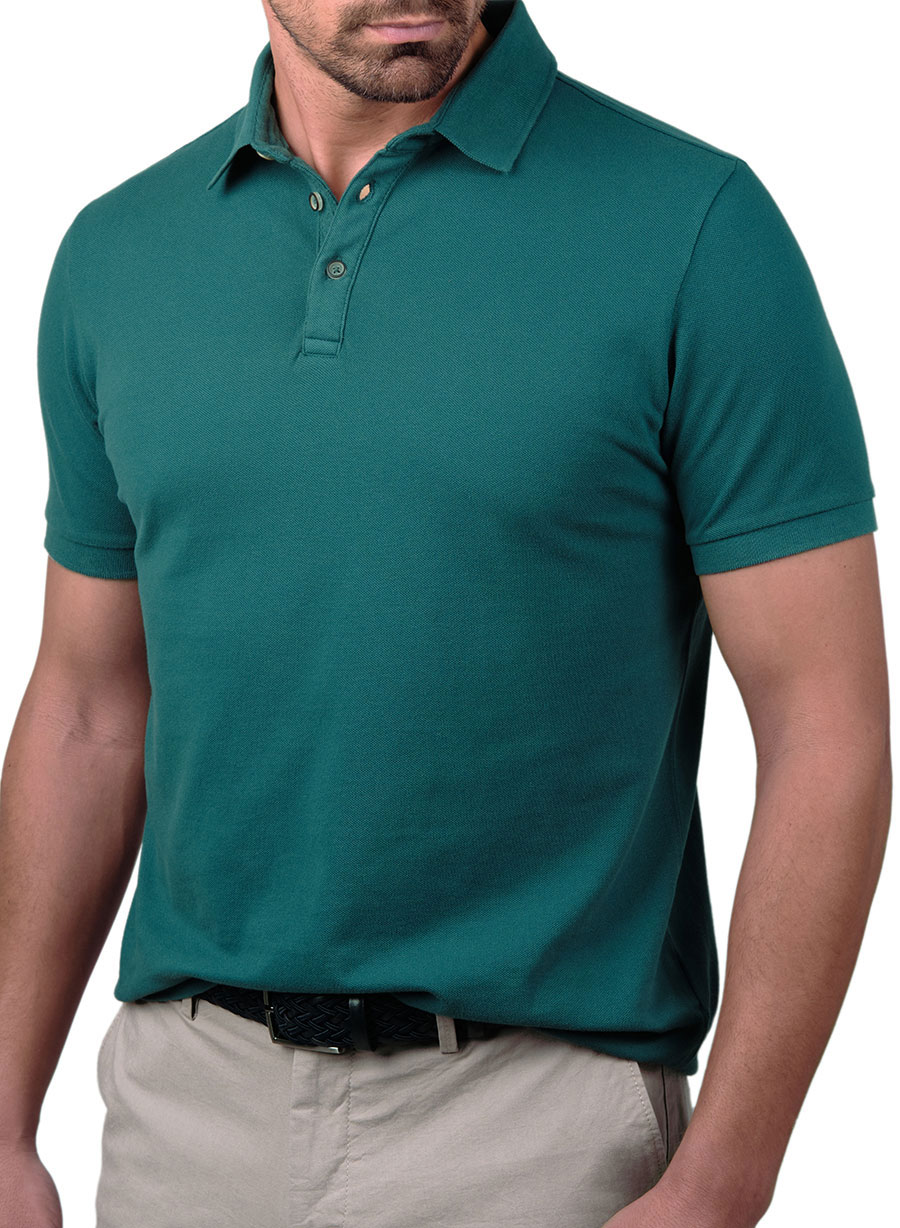 MEN'S POLO MANETTI GARMENT DYE CASUAL  PETROL