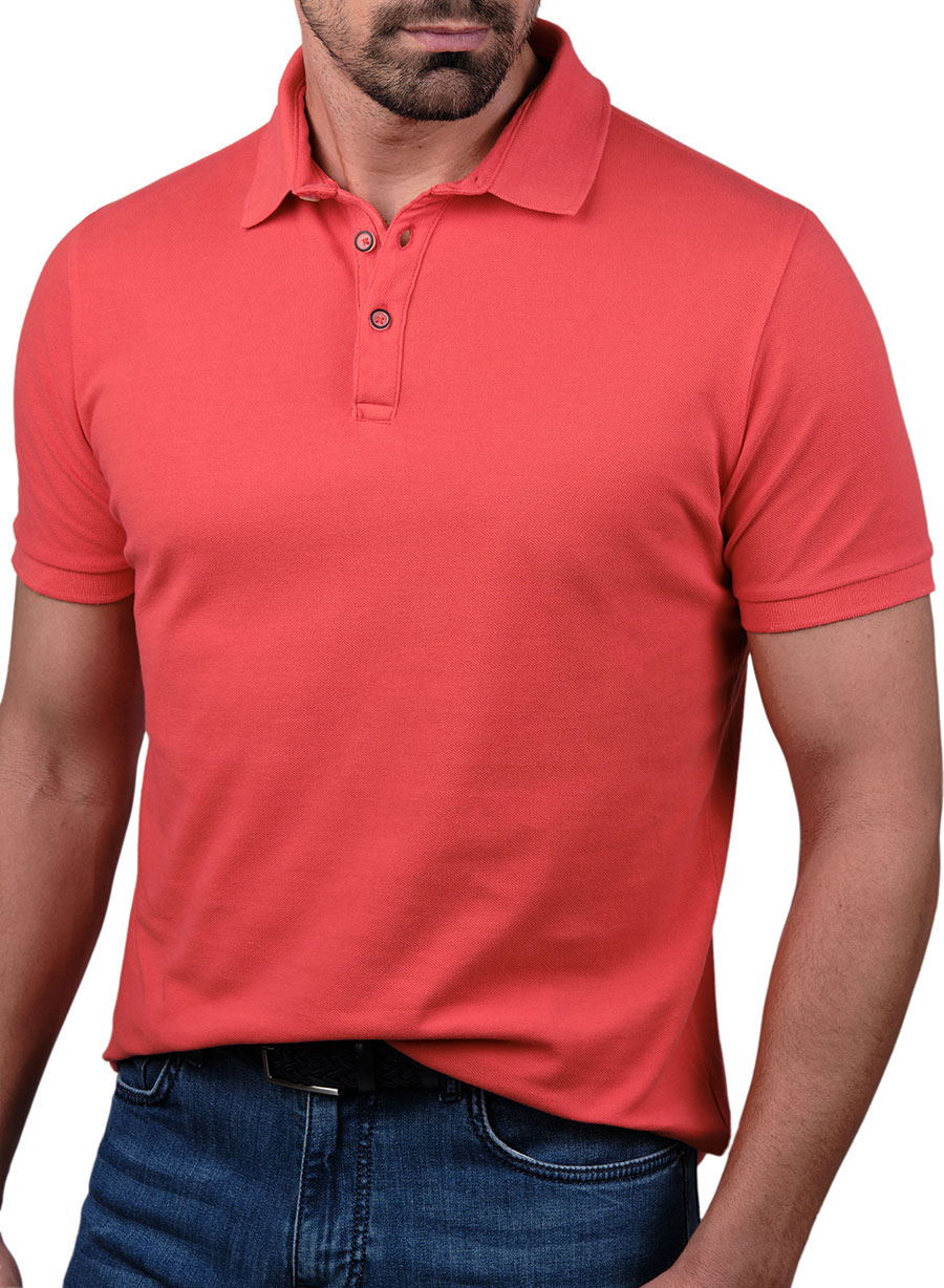 MEN'S POLO MANETTI GARMENT DYE CASUAL  WATERMELON