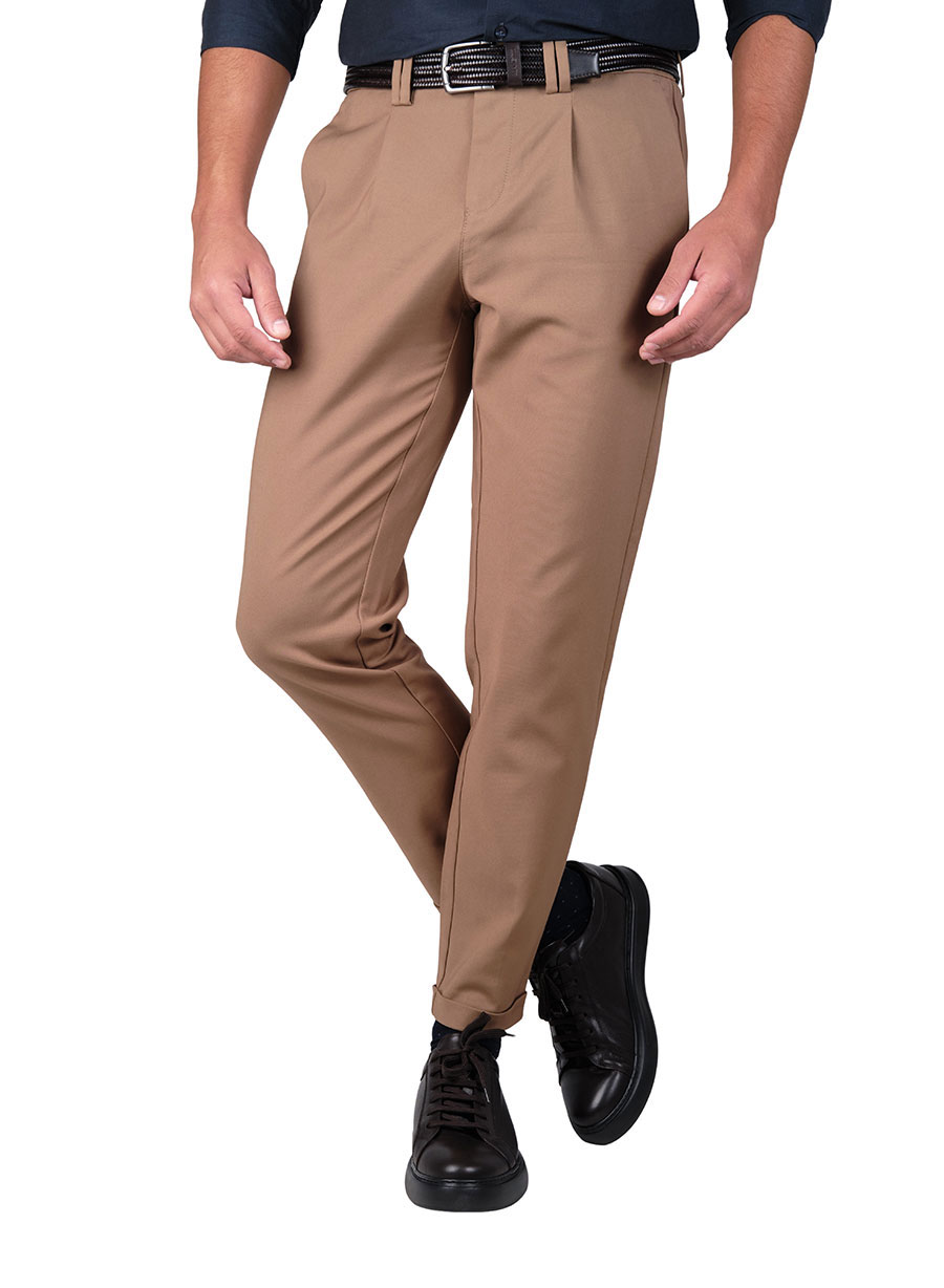 Ανδρικό Παντελόνι chinos Manetti casual dark beige