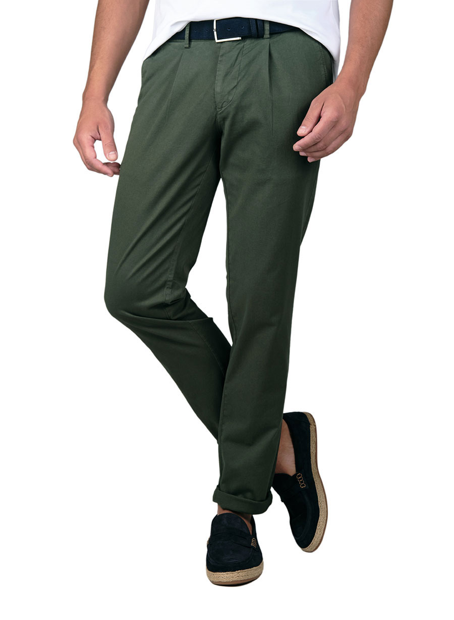 MEN'S CHINOS GARMENT DYE MANETTI CASUAL  GREEN